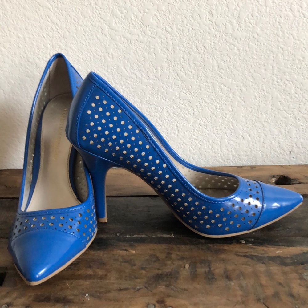 Blue Laser Cutout Stiletto Heel